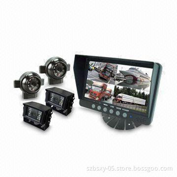 Rear View System with 7-inch Digital Quad Screen for Trucks and 12 to 24V DC Power Supply